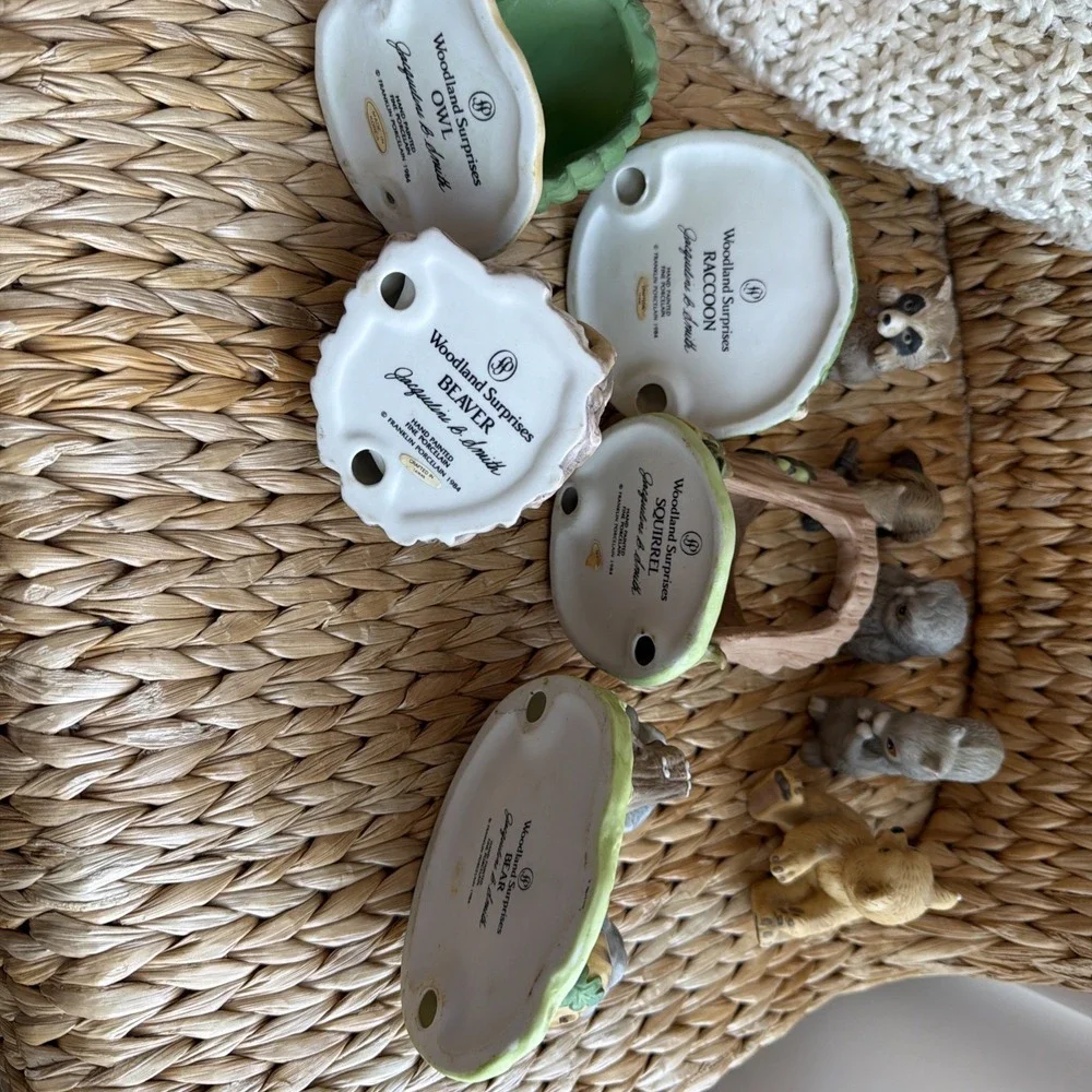 Lot of 5 Vtg FM 1984 Woodland Surprises Squirrel,Raccoon,Bear,owl,beaver